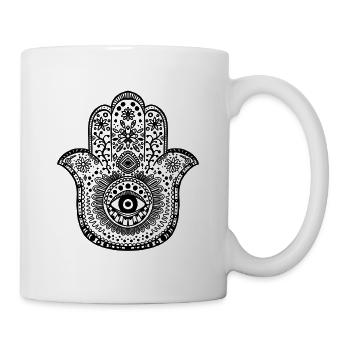 Hamsa Hand - Hand der Fatima - Tasse - Weiß - Rechts