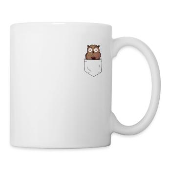 Eule in Tasche mit Kaffee Lustige Tiere - Tasse - Weiß - Rechts
