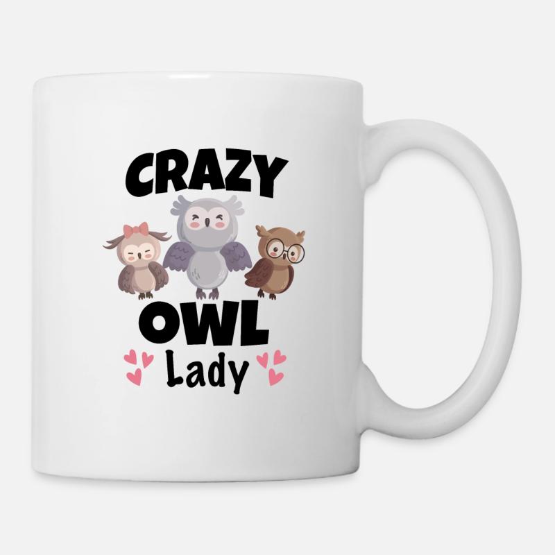 Crazy Owls Lady Owl Lover Animals - Mug blanc - blanc