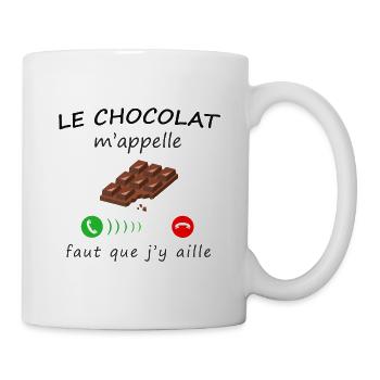 le chocolat m'appelle de la collection "appel" - Mug blanc - blanc - Droite