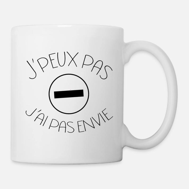 J'peux pas j'ai pas envie panneau sens interdit - Mug blanc - blanc