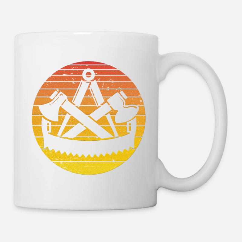 Retro Vintage Zimmermann Handwerker Rot - Tasse - Weiß