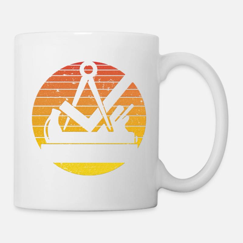 Rétro vintage charpentier charpentier artisan rouge - Mug blanc - blanc