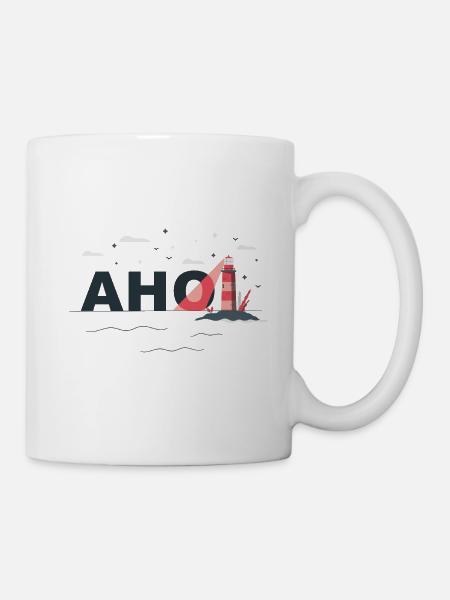 Ahoi mit Leuchtturm - Tasse - Weiß