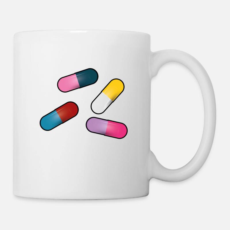 Graphique de dessin animé de pilules - Mug blanc - blanc