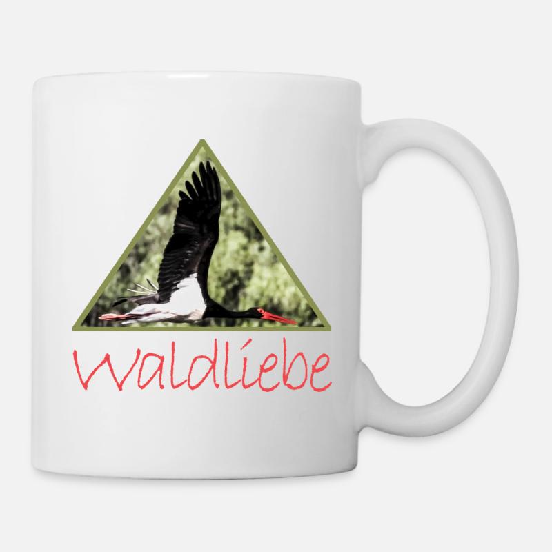 wald 8 waldliebe mit schwarzstorch - Tasse - Weiß