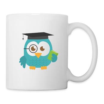 Blue Teal Teacher Owl Graduate - Mug - white - Right