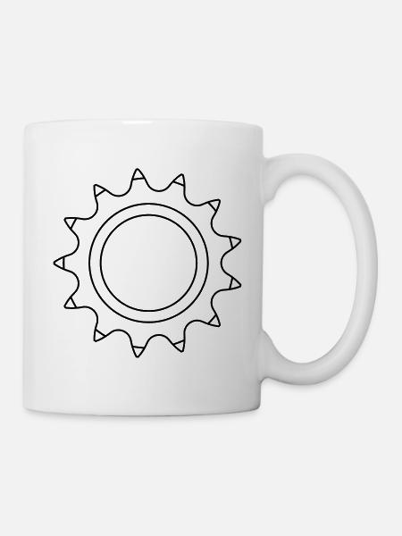 Kleines Ritzel Mechanik Zahnrad Sonne Kette - Tasse - Weiß