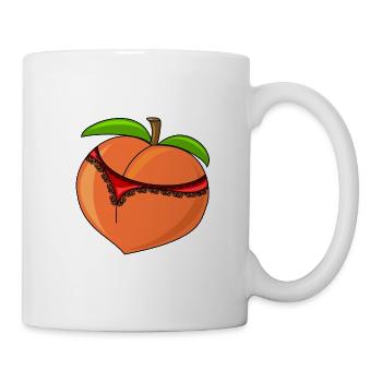 Lustiger Pfirsich mit Tanga - Tasse - Weiß - Rechts
