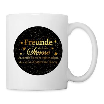 Freunde sind wie Sterne... schwarz Goldoptik - Tasse - Weiß - Rechts