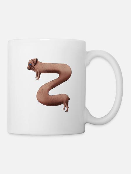 Langer Mops. Langgezogener Mops. Länglicher Mops. - Tasse - Weiß