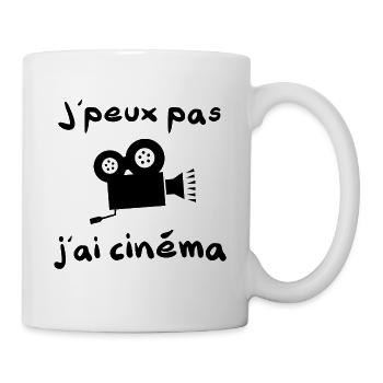 J'peux pas j'ai cinéma excuse pour un allé au ciné - Mug blanc - blanc - Droite