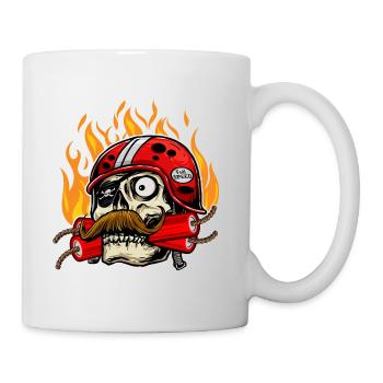Motorsport Skull Motorcyclist - Mug - white - Right