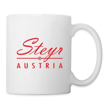 Steyr Austria Geschenk Österreich Lederhose - Tasse - Weiß - Rechts