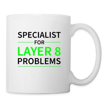 Specialist for layer 8 problems Geschenk Code - Tasse - Weiß - Rechts