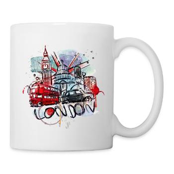 London Collage Cartoon - Tasse - Weiß - Rechts