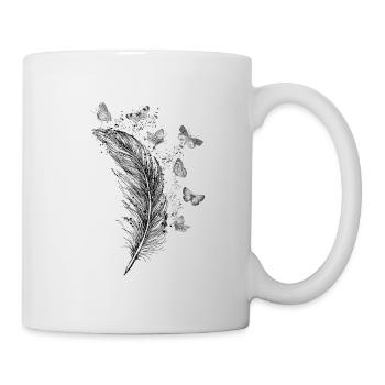 Vintage feather butterflies - Mug - white - Right