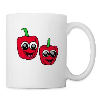 Paprika verrückt Glubschaugen Gemüse Vegan - Tasse - Weiß - Rechts