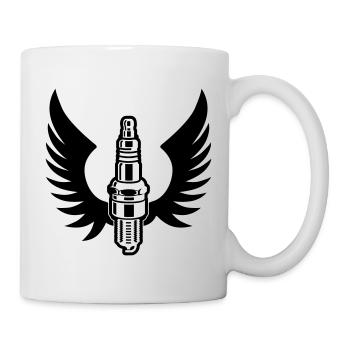 Bougie d'allumage avec moteur d'ailes mécanicien de sport automobile - Mug blanc - blanc - Droite