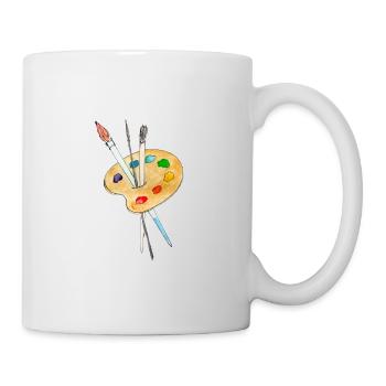 Palette, peintures et pinceaux - Mug blanc - blanc - Droite