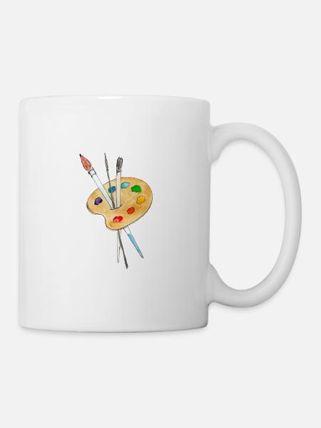 Palette, paints and brushes - Mug - white