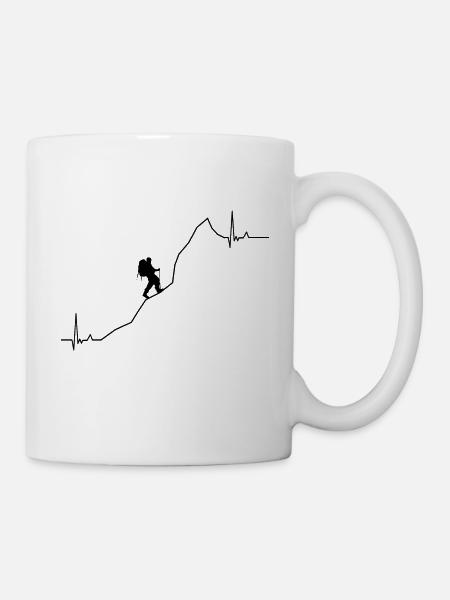Rythme cardiaque de randonnée avec les montagnes - Mug blanc - blanc