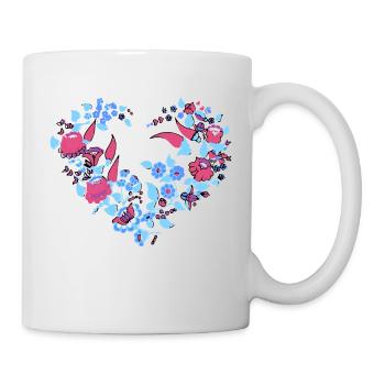 hungarian flowers, flower heart, heart, wreath, purple - Mug - white - Right