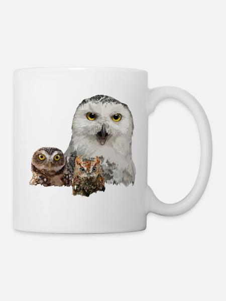 hibou, hibou et hibou - Mug blanc - blanc
