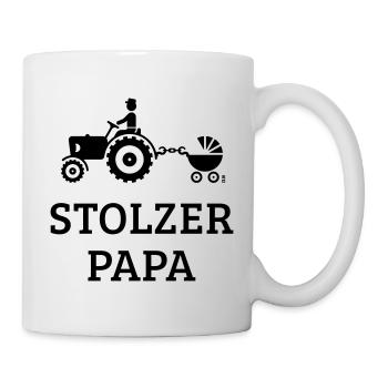 Stolzer Papa (Treckerfahrer Trecker Kinderwagen) - Tasse - Weiß - Rechts