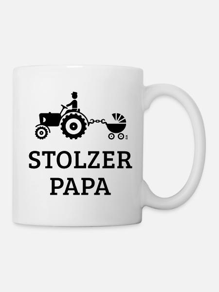 Stolzer Papa (Treckerfahrer Trecker Kinderwagen) - Tasse - Weiß
