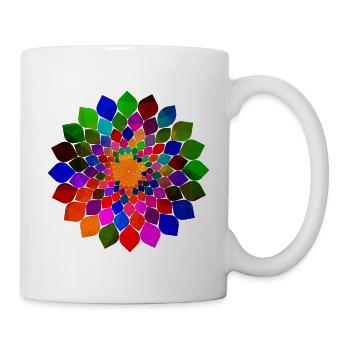 Bunte Mandala Blumen Blüte - Tasse - Weiß - Rechts
