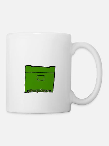 Bienenstock mit Honigbienen, Comic, Imker - Tasse - Weiß