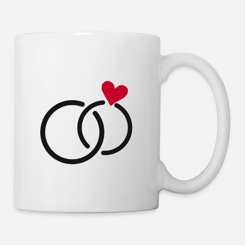 Mariage Mariage mariage mariage alliance couples bague coeur - Mug blanc - blanc