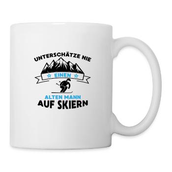 Unterschätze nie einen alten mann auf skier - Tasse - Weiß - Rechts