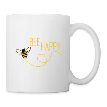 Abeille heureux abeille apiculteur apiculture nid d'abeille - Mug blanc - blanc - Droite