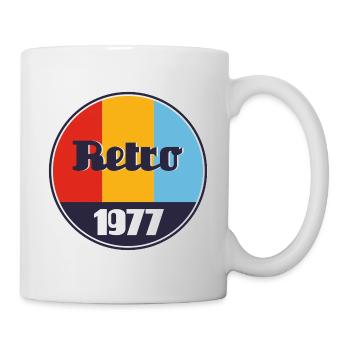 Retro Vintage Logo Design 1977 - Tasse - Weiß - Rechts