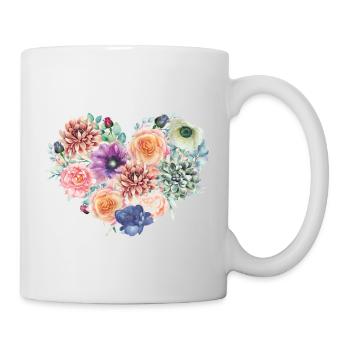 Coeur de fleur vintage - Mug blanc - blanc - Droite