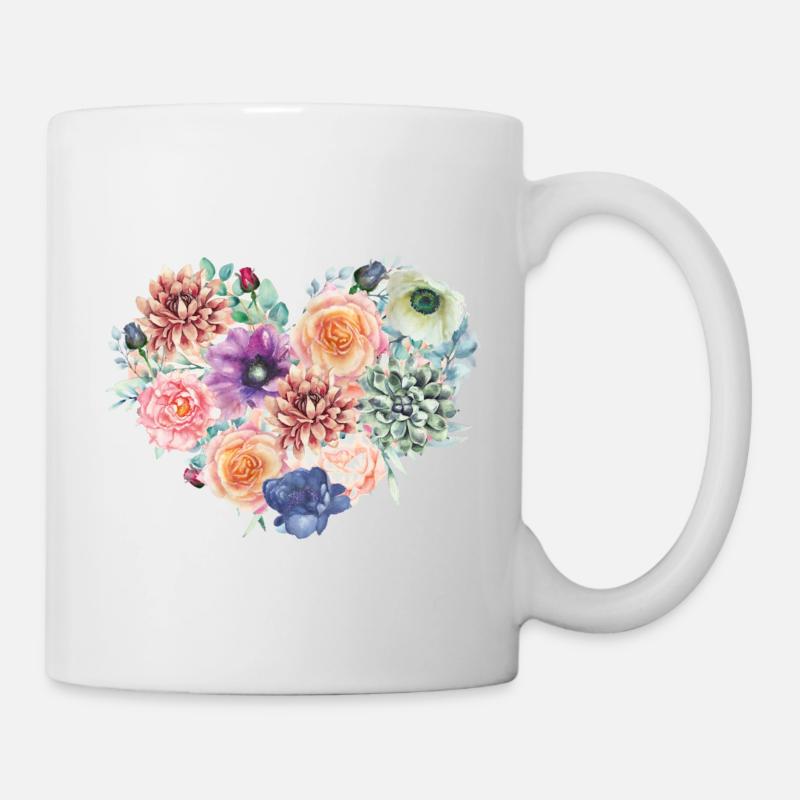 Vintage Flower Heart - Tasse - Weiß