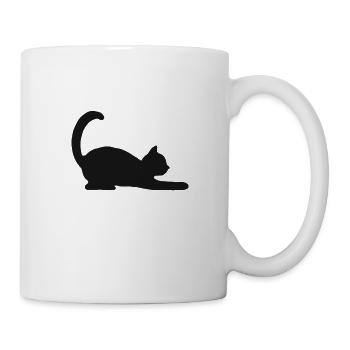 Katzen Silhouette schwarze Katze Miezekatze Mietze - Tasse - Weiß - Rechts