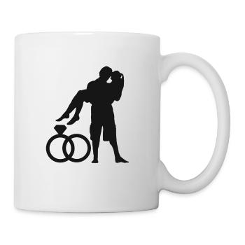 Ehe Paare Liebe Heiraten Verlobung Hochzeit Ringe - Tasse - Weiß - Rechts