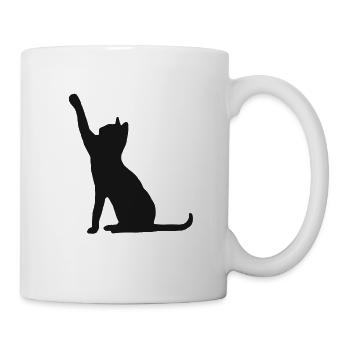 Katzen Silhouette Katze Miezekatze Mietze Miau - Tasse - Weiß - Rechts