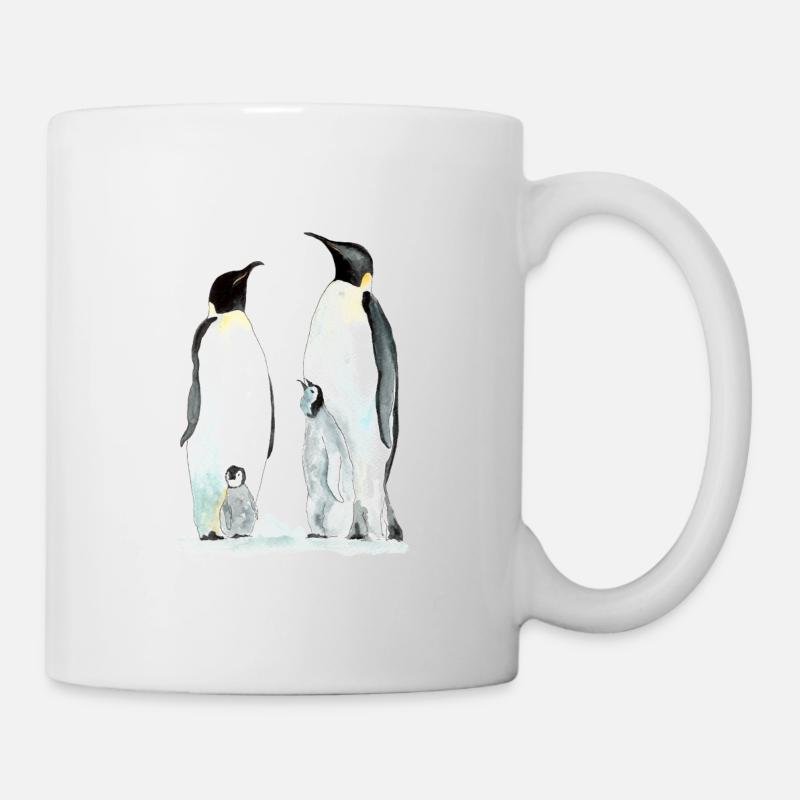 Penguin family two children - Mug - white