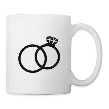 Ehe Herz Verlobung Braut Heiraten Hochzeit Ringe - Tasse - Weiß - Rechts
