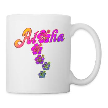 Aloha Hibiscus Blossoms - colored fill - Mug - white - Right
