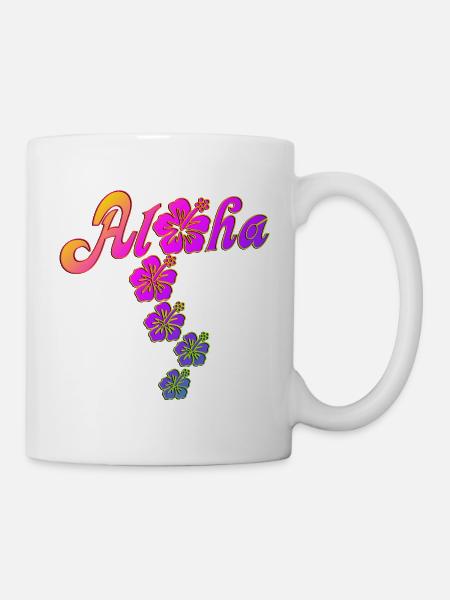 Aloha Hibiscus Blossoms - colored fill - Tasse - Weiß