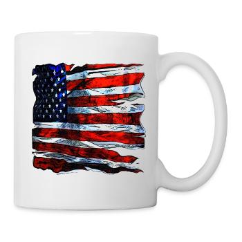 Drapeau américain vintage finement fabriqué à la main - Mug blanc - blanc - Droite