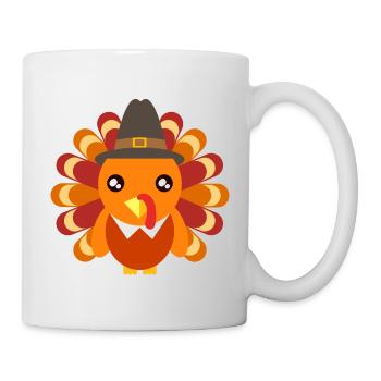 Dinde mignonne portant un chapeau Journée de la - Mug blanc - blanc - Droite