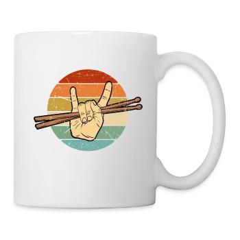 Drumming Shirt For Drummers "Drumsticks Hand" - Mug - white - Right