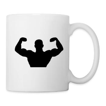 Biceps muscle fit bodybuilder weight training fitness - Mug - white - Right