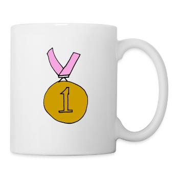 Winner 1st place medal pink girl winner - Mug - white - Right